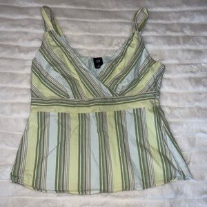 GAP Striped V-Neck Camisole in Mint Green and Pale Yellow